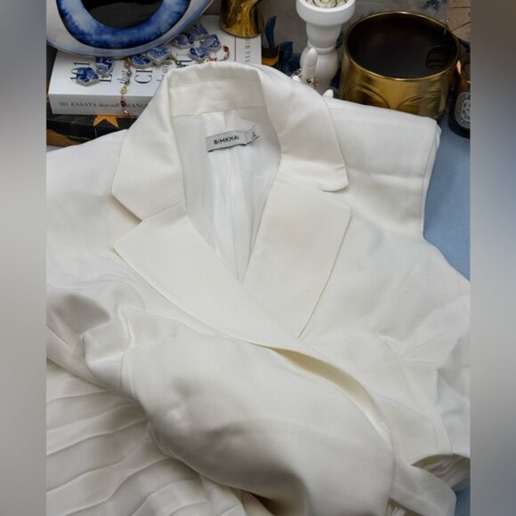 🆕 SIMKHAI 🧿 NWOT Helena Combo Blazer Dress, Pleated Skirt, White - Sz US 10 - Picture 12 of 16